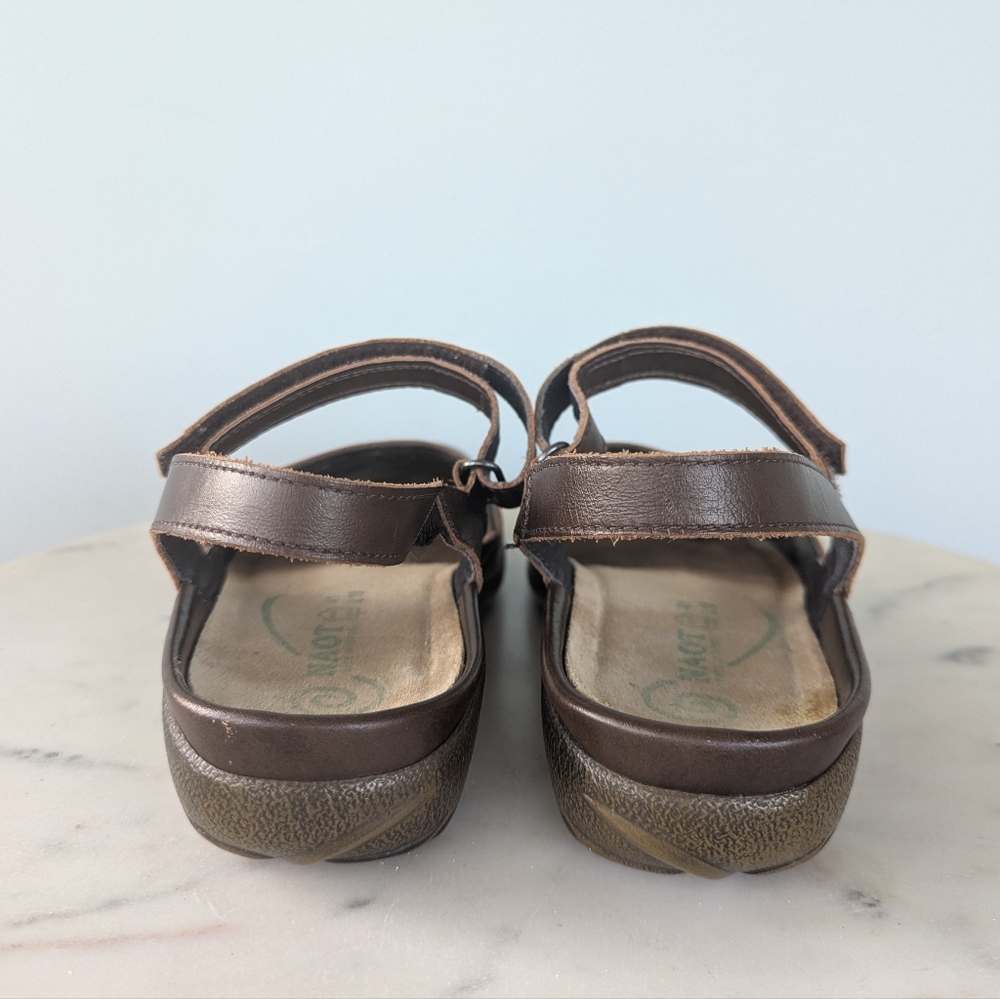 NAOT Israel Women's Brown Perforated Leather Comfort Mary Jane Sandals - Picture 6 of 9